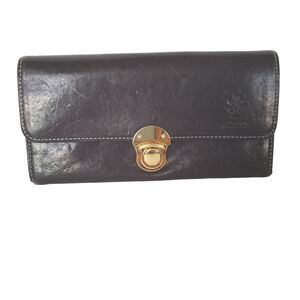 ALBERO Wallet Clutch Calf Leather Black Large Envelope Clasp High Quality Boho